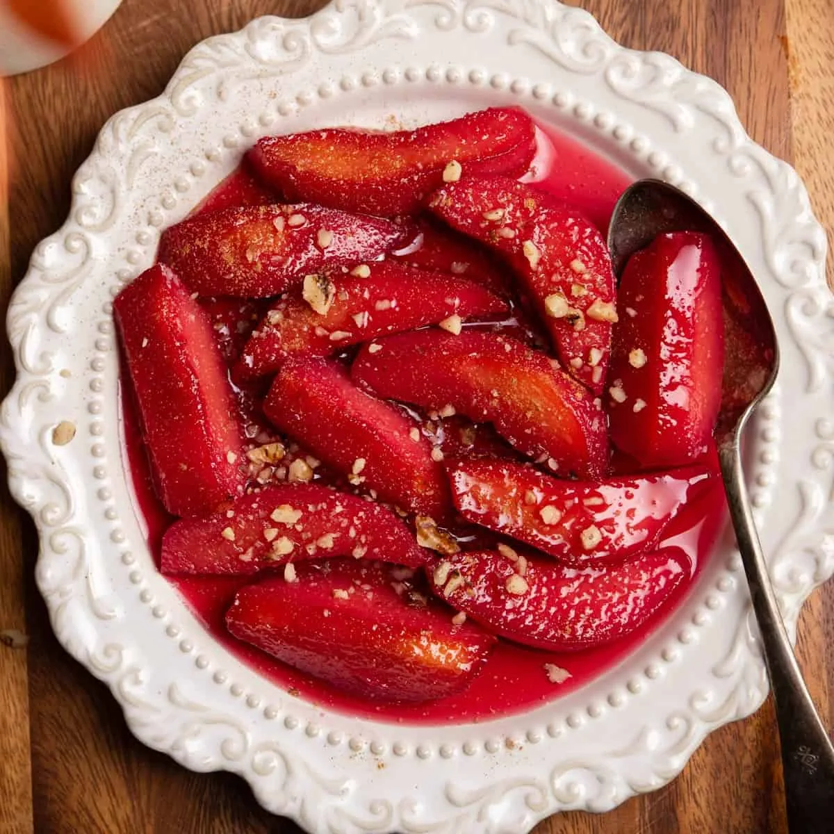 Poached Quince with Pomegranate (in oven)