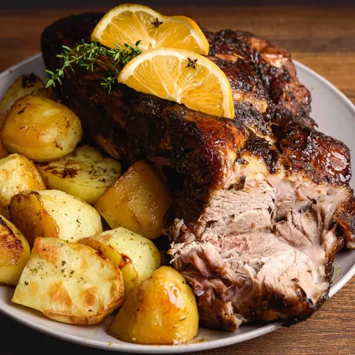 Paletilla de cerdo asada (en salmuera y aromatizada con naranja)
