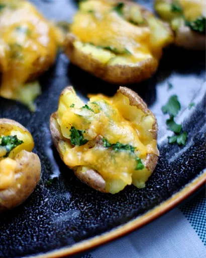 Baked Cheesy Smashed Potatoes