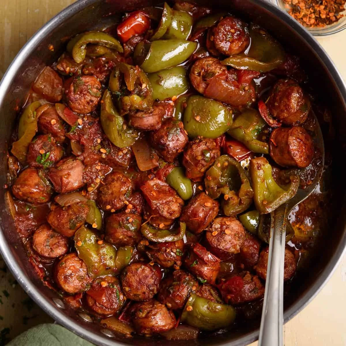 Greek Sausage In Sauce (Spetsofai)