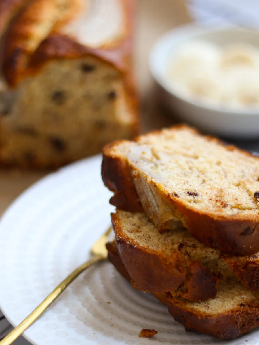 Bananenbrot mit Schokolade- schmeckt immer wunderbar!