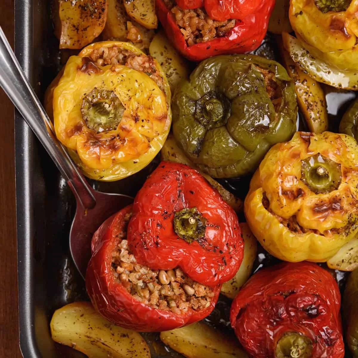 Stuffed Bell Peppers With Rice And Ground Meat