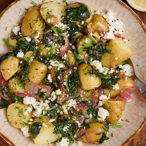 Warm Potato Salad With Spinach, Feta, & Lemon