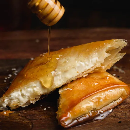 Feta Wrapped In Filo Pastry (with honey and sesame seeds)