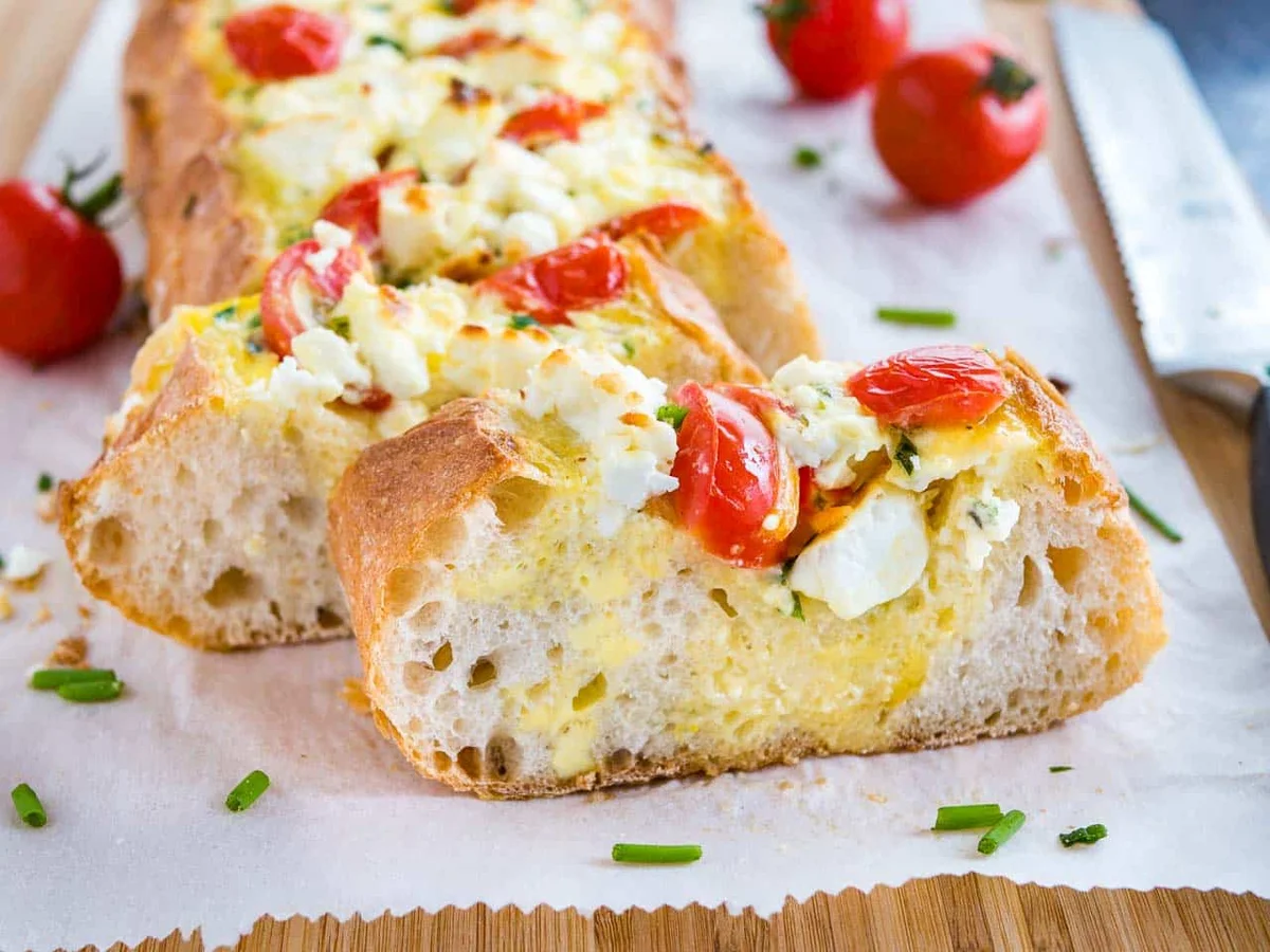 Tomato Feta Stuffed French Bread