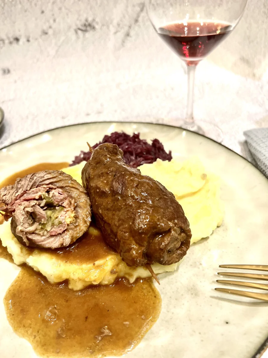 German braised beef roulades