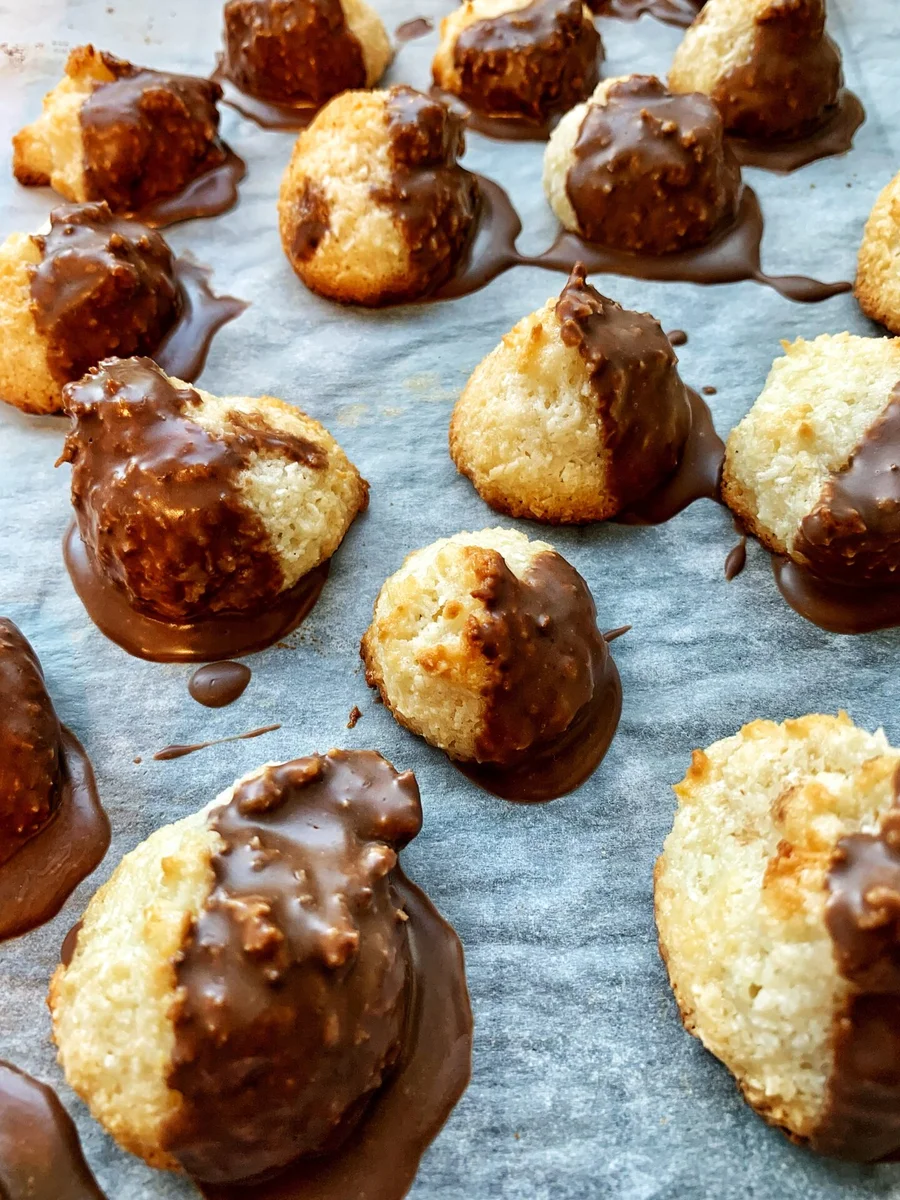 German coconut macaroons with chocolate