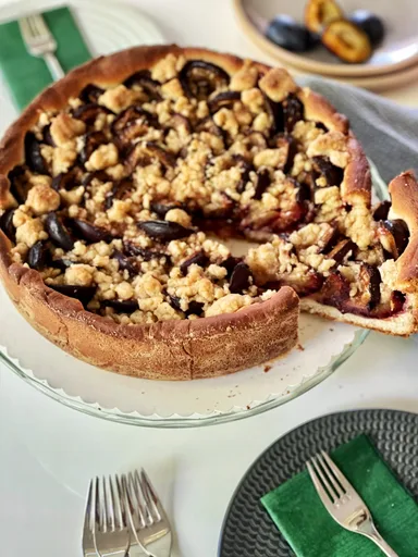 German Plum Cake with crumbles