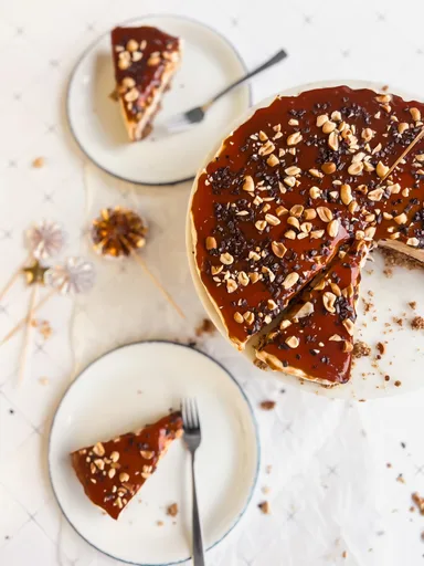 Tarta de queso sin horno con mantequilla de maní