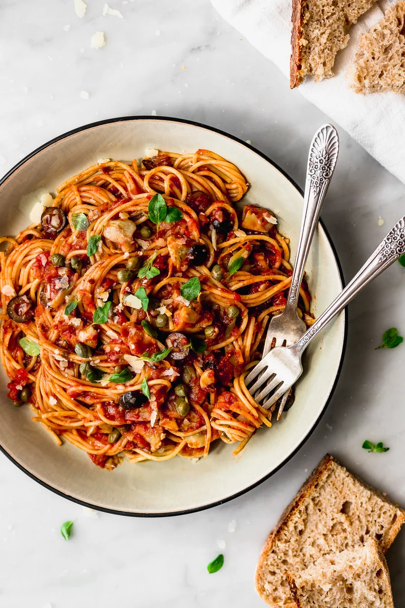 Olive, Caper and Tomato Pasta
