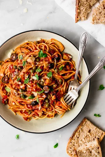 Olive, Caper and Tomato Pasta