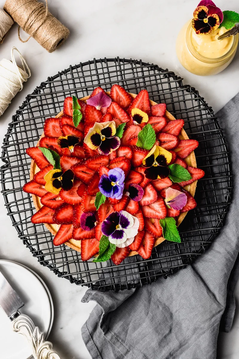 Pastry Cream Tart with Strawberries