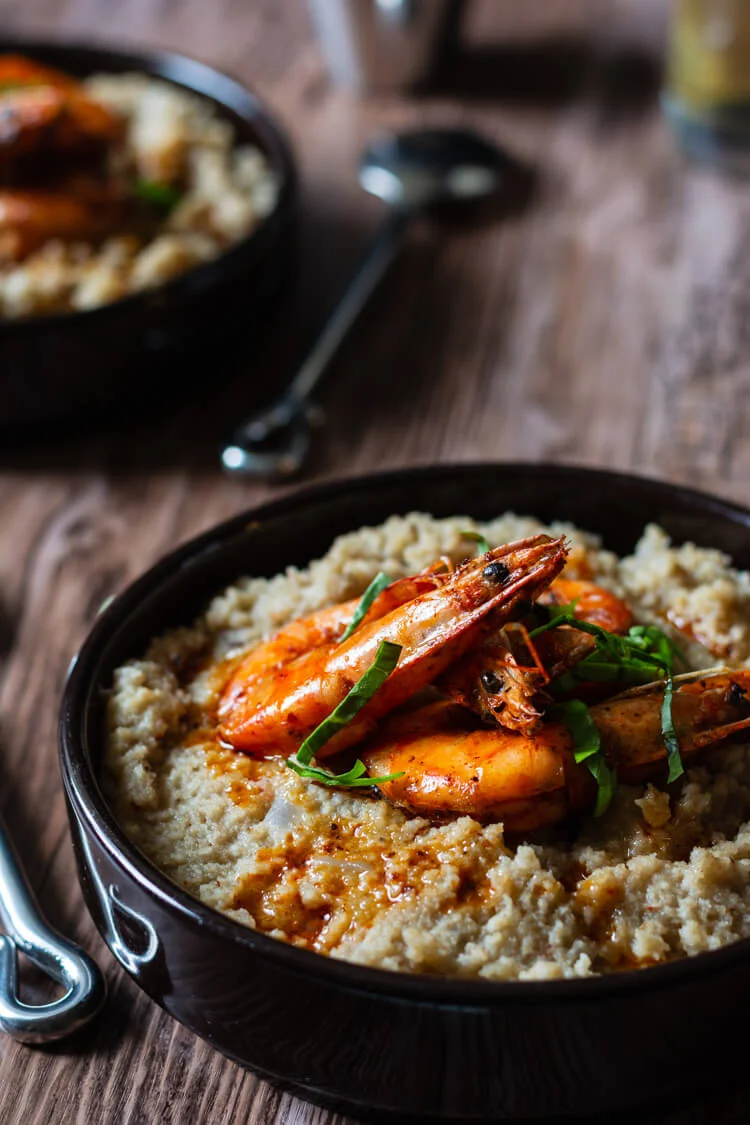 Fonio Grits and Shrimp