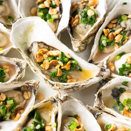 Vietnamese Grilled Oysters with Scallion Oil (Hàu Nướng Mỡ Hành)