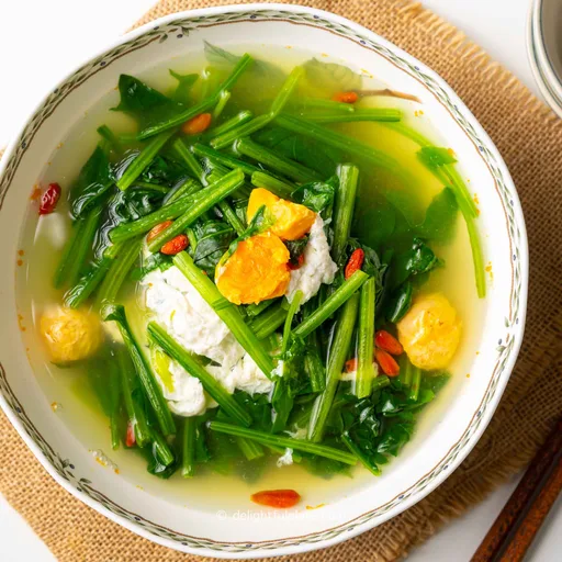 Spinach Soup with Salted Duck Eggs