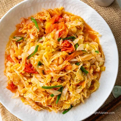 Repollo salteado con tomate