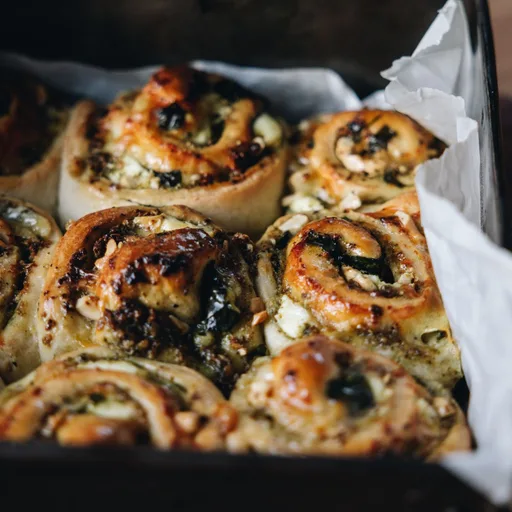 Cheese and Pesto Scrolls - Porotiti Tīhi me te Penu Amiami