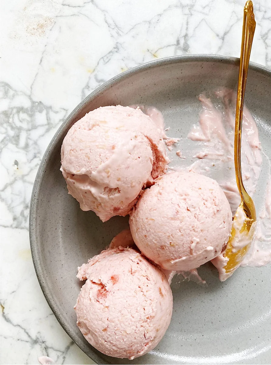 No-Churn Strawberry Rhubarb Ice Cream