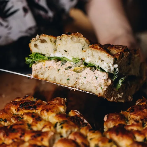 Sándwich de focaccia con crema de salmón