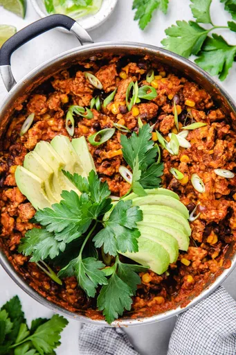 Ground Turkey Cheesy Taco Skillet