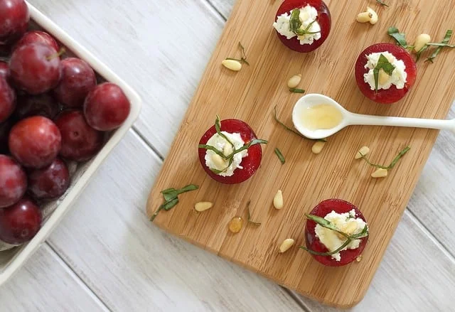 Goat Cheese and Honey Stuffed Plums