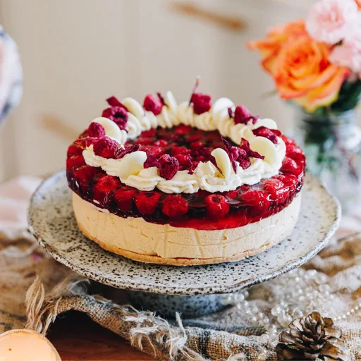 Peanut Butter and Raspberry Cheesecake - Keke Tīhi Pata Pīnati me te Rahipere