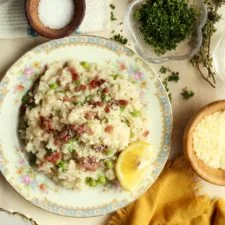 Oven-Baked Pea, Pancetta and Lemon Risotto