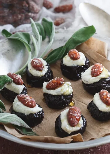 Ricotta Sage Honey Stuffed Prunes