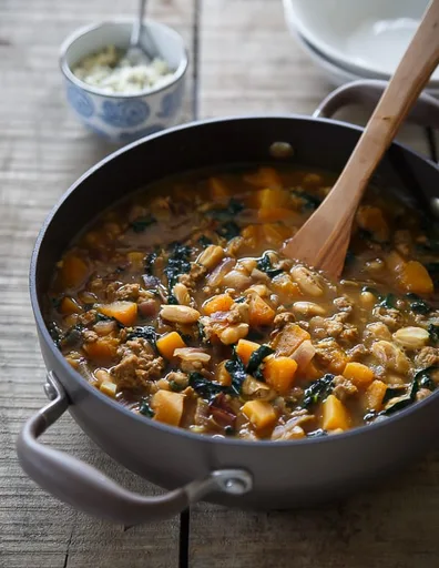 Spiced Pork, Squash and White Bean Soup