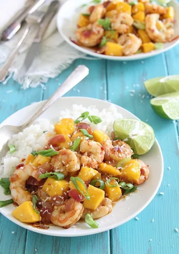 Langostinos con Mango Dulce y Picante