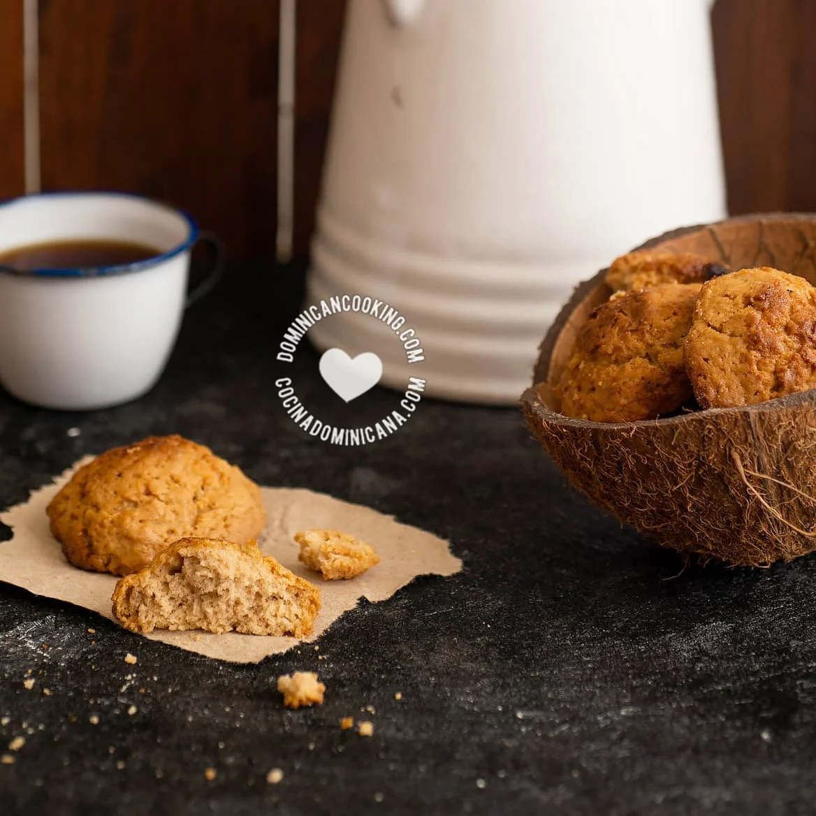 Coconetes dominicains, biscuits rustiques à la noix de coco