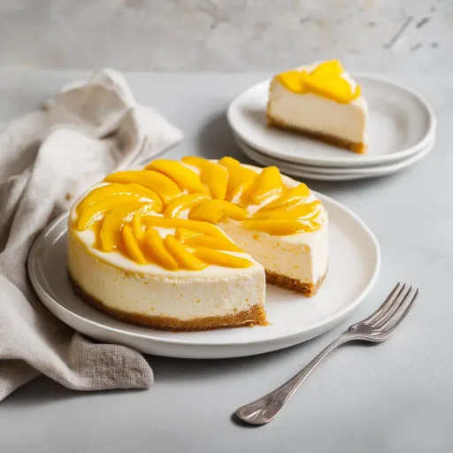 Tarta de queso con mango