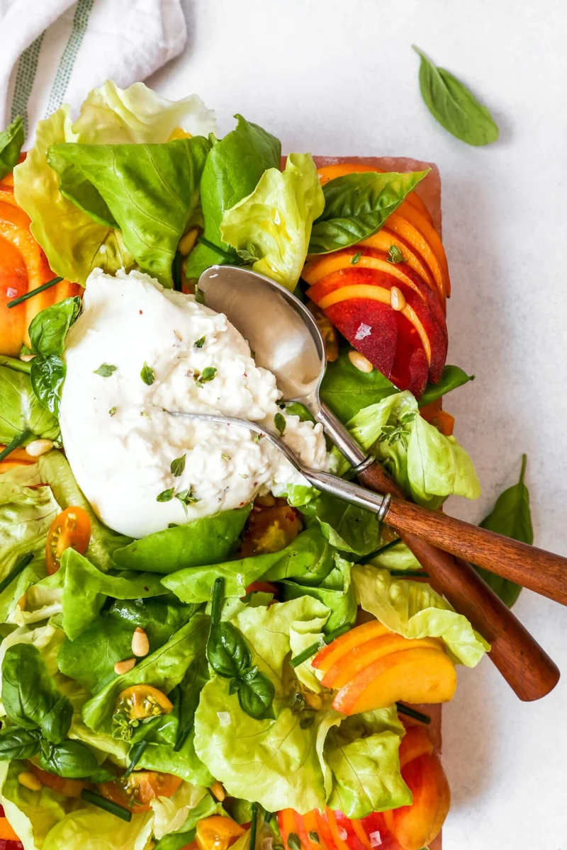 Simple Summer Salad with Peaches and Burrata