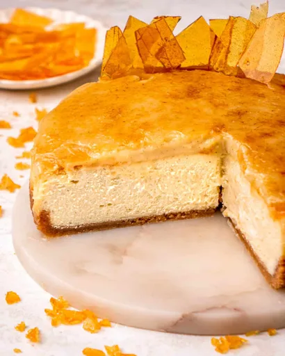Tarta de queso con crema catalana