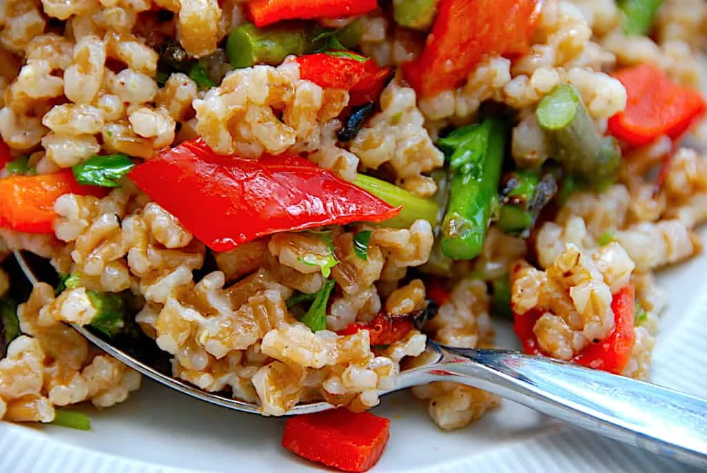 Pearl spelt with grilled vegetables