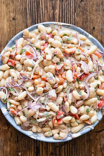 White Bean Salad with Lemon Tahini Dressing (Piyaz)