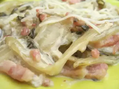 Blettes à la carbonara