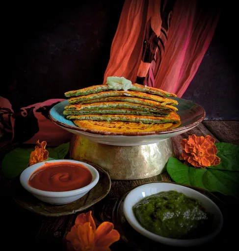TIRANGA PANEER PARATHA / TRI COLOR STUFFED FLATBREAD
