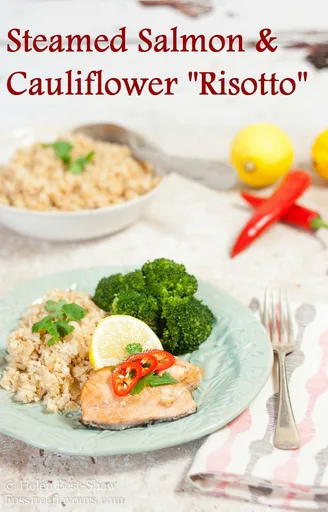 Steamed Salmon with Cauliflower Risotto