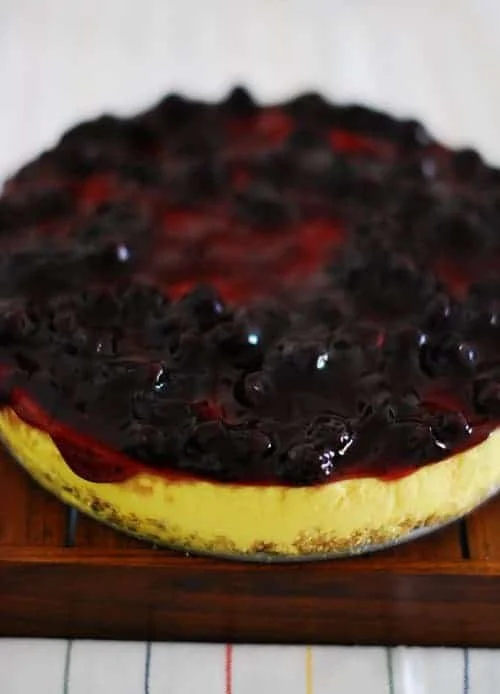 No Bake Lemon Cheesecake with Blueberry Topping