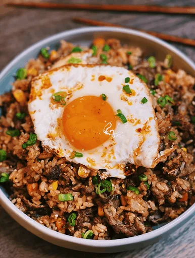 Arroz Frito Taiwanés con Ternera y Salsa Shacha