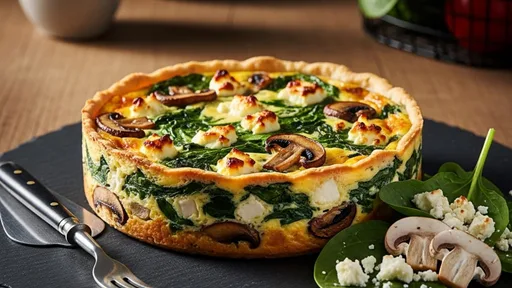 Crustless Spinach, Mushroom and Feta Quiche