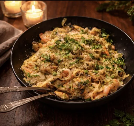 Seafood Carbonara with Prawns and Calamari Recipe