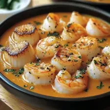 Seafood Bisque with Scallops, Cod, and Shrimp