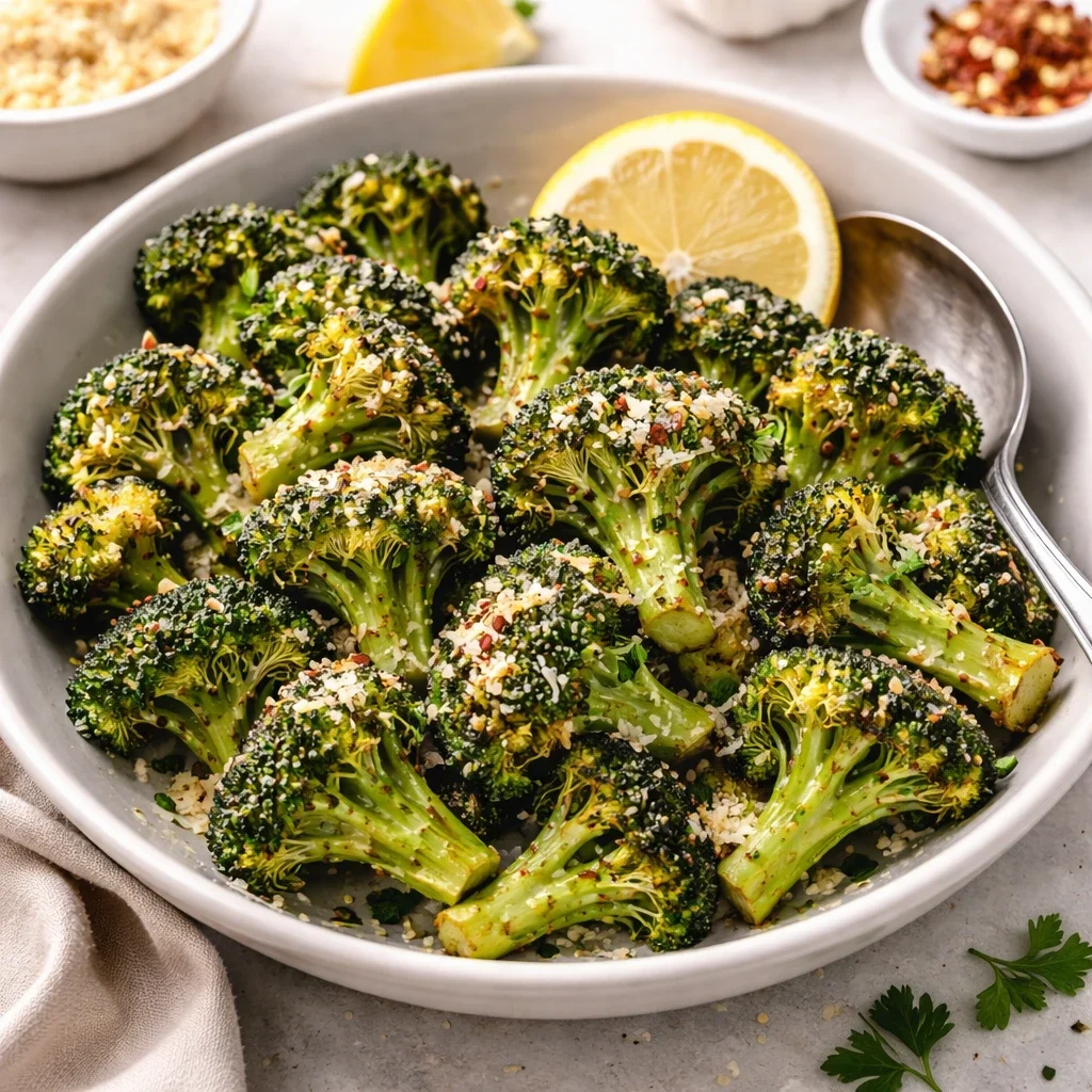 Broccoli all’aglio e parmigiano in friggitrice ad aria