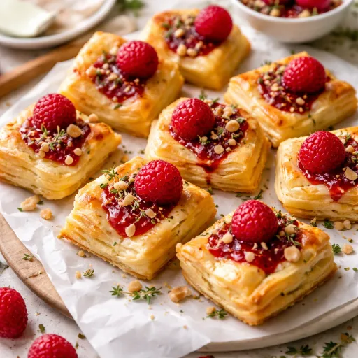 Brie and Raspberry Puff Pastry Bites - Buttery, Melty, and Perfect for Parties