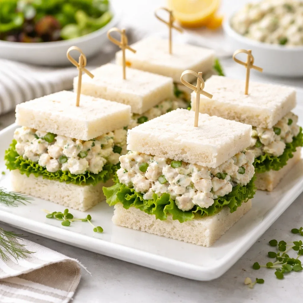 Sándwiches de ensalada de pollo para el té