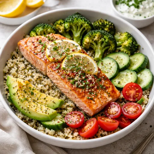 Lemon Garlic Salmon Quinoa Bowl - Fresh, Bright, and Satisfying