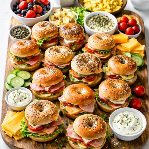 Mini Bagel Sandwich Brunch Board - A Fun, Build-Your-Own Spread