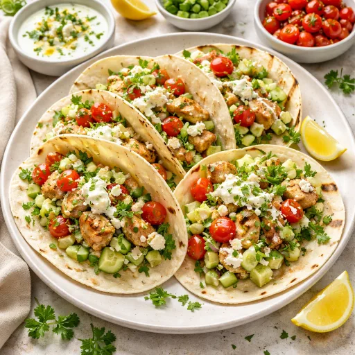 Tacos mediterráneos de pollo rápidos y llenos de sabor